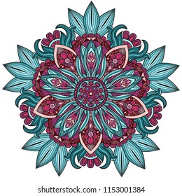 Vector round abstract circle. Mandala style. Decorative element, colored circular design element.
