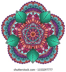 Vector round abstract circle. Mandala style. Decorative element, colored circular design element.
