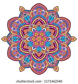 Vector round abstract circle. Mandala style. Decorative element, colored circular design element.