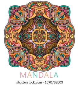 Vector round abstract circle. Mandala style. Decorative element, colored circular design element. Sticker effect.