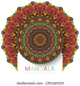 Vector round abstract circle. Mandala style. Decorative element, colored circular design element.