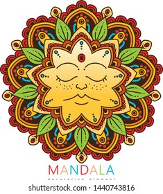 Vector round abstract circle. Mandala style. Decorative element, colored circular design element.