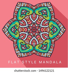 Vector round abstract circle. Mandala style. Decorative element, colored circular design element.