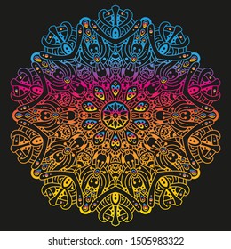 Vector round abstract circle. Mandala style. Decorative element, colored circular design element.