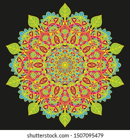 Vector round abstract circle. Mandala style. Decorative element, colored circular design element.