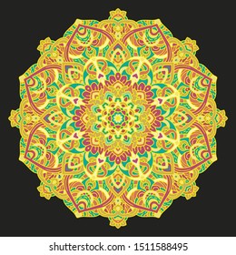 Vector round abstract circle. Mandala style. Decorative element, colored circular design element.