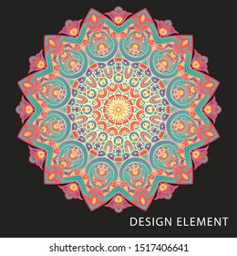 Vector round abstract circle. Mandala style. Decorative element, colored circular design element.