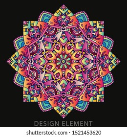 Vector round abstract circle. Mandala style. Decorative element, colored circular design element.