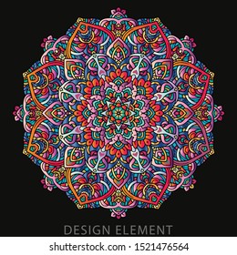 Vector round abstract circle. Mandala style. Decorative element, colored circular design element.