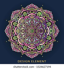 Vector round abstract circle. Mandala style. Decorative element, colored circular design element.