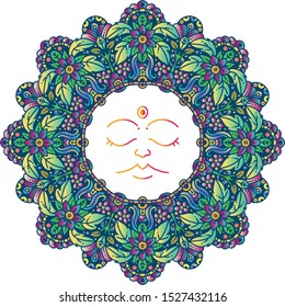 Vector round abstract circle. Mandala style. Decorative element, colored circular design element.