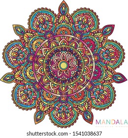 Vector round abstract circle. Mandala style. Decorative element, colored circular design element.