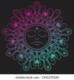 Vector round abstract circle. Mandala style. Decorative element, colored circular design element.