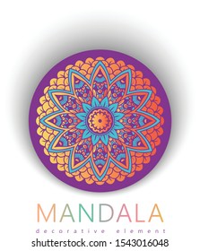 Vector round abstract circle. Mandala style. Decorative element, colored circular design element.