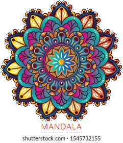 Vector round abstract circle. Mandala style. Decorative element, colored circular design element.