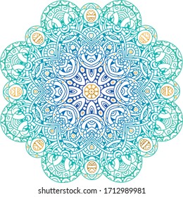 Vector round abstract circle. Mandala style. Decorative element, colored circular design element.