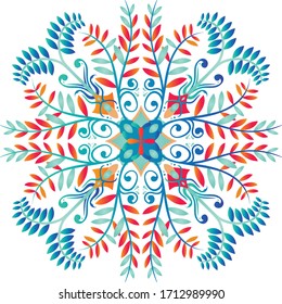 Vector round abstract circle. Mandala style. Decorative leaf element, colored circular design element.