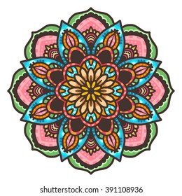 Vector round abstract circle. Mandala style.