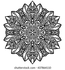 Vector round abstract circle. Mandala style for tattoo or adult coloring books