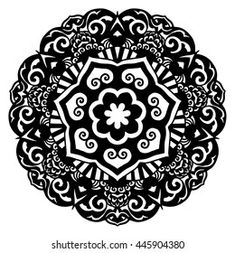 Vector round abstract circle. Mandala style for tattoo or adult coloring books