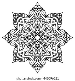 Vector round abstract circle. Mandala style for tattoo or adult coloring books
