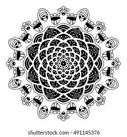 Vector round abstract circle. Mandala style.