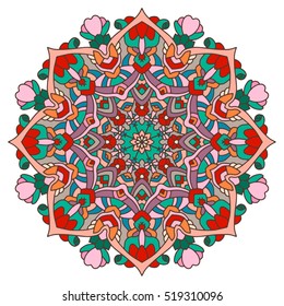 Vector round abstract circle. Mandala style.