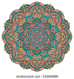 Vector round abstract circle. Mandala style.