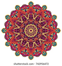 Vector round abstract circle. Mandala colored style.