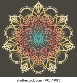 Vector round abstract circle. Mandala style. 