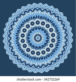 Vector round abstract circle. Vintage style with blue colors.