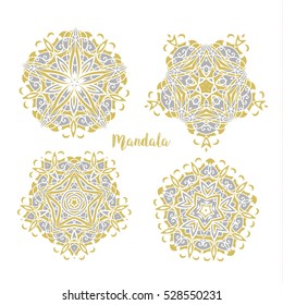 Vector round abstract circles. Mandala style on white background
