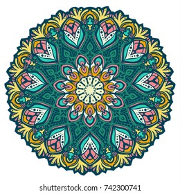 Vector round abstract colored circle. Mandala style.