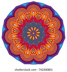 Vector round abstract colored circle. Mandala style.