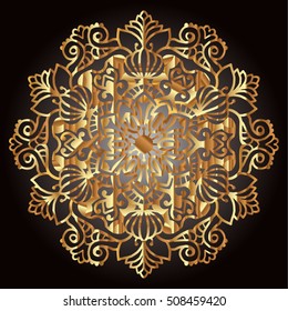 Vector round abstract decoration. Gold mandala.