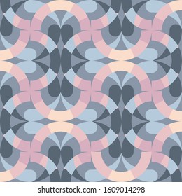 Vector of  round abstract geometric pattern and background. Seamless texture retro memphis style, fashion 80-90s. Print on fabric or wallpaper in pastel colors