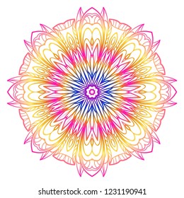 Vector round abstract Mandala style decorative element. Hand-Drawn Vector illustration. Can be used for textile, greeting card, coloring book, phone case print