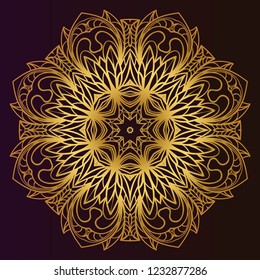 Vector round abstract Mandala style decorative element. Hand-Drawn Vector illustration. Can be used for textile, greeting card, coloring book, phone case print