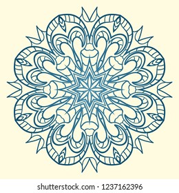 Vector round abstract Mandala style decorative element. Hand-Drawn Vector illustration. Can be used for textile, greeting card, coloring book, phone case print