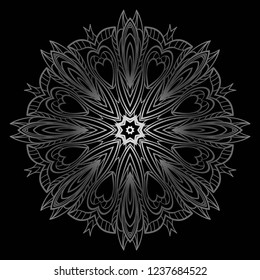 Vector round abstract Mandala style decorative element. Hand-Drawn Vector illustration. Can be used for textile, greeting card, coloring book, phone case print