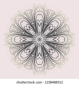 Vector round abstract Mandala style decorative element. Hand-Drawn Vector illustration. Can be used for textile, greeting card, coloring book, phone case print