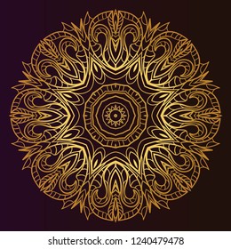 Vector round abstract Mandala style decorative element. Hand-Drawn Vector illustration. Can be used for textile, greeting card, coloring book, phone case print