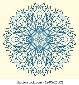 Vector round abstract Mandala style decorative element. Hand-Drawn Vector illustration. Can be used for textile, greeting card, coloring book, phone case print
