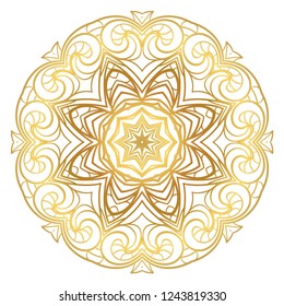 Vector round abstract Mandala style decorative element. Hand-Drawn Vector illustration. Can be used for textile, greeting card, coloring book, phone case print