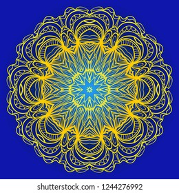 Vector round abstract Mandala style decorative element. Hand-Drawn Vector illustration. Can be used for textile, greeting card, coloring book, phone case print