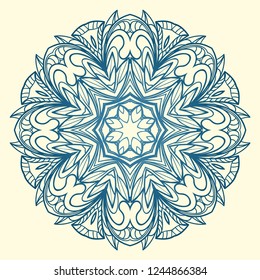 Vector round abstract Mandala style decorative element. Hand-Drawn Vector illustration. Can be used for textile, greeting card, coloring book, phone case print