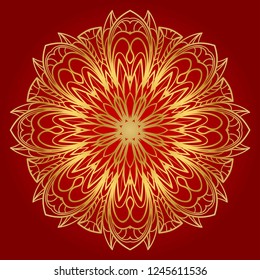 Vector round abstract Mandala style decorative element. Hand-Drawn Vector illustration. Can be used for textile, greeting card, coloring book, phone case print