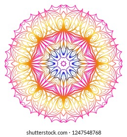 Vector round abstract Mandala style decorative element. Hand-Drawn Vector illustration. Can be used for textile, greeting card, coloring book, phone case print