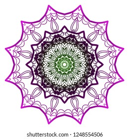 Vector round abstract Mandala style decorative element. Hand-Drawn Vector illustration. Can be used for textile, greeting card, coloring book, phone case print