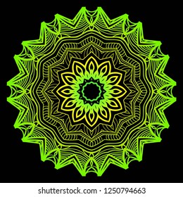 Vector round abstract Mandala style decorative element. Hand-Drawn Vector illustration. Can be used for textile, greeting card, coloring book, phone case print
